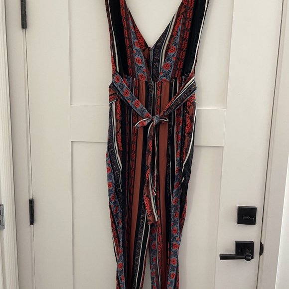NWOT Free People Sz 10 All Shook Up Sleeveless Printed Tie Back Jumpsuit - Picture 7 of 13